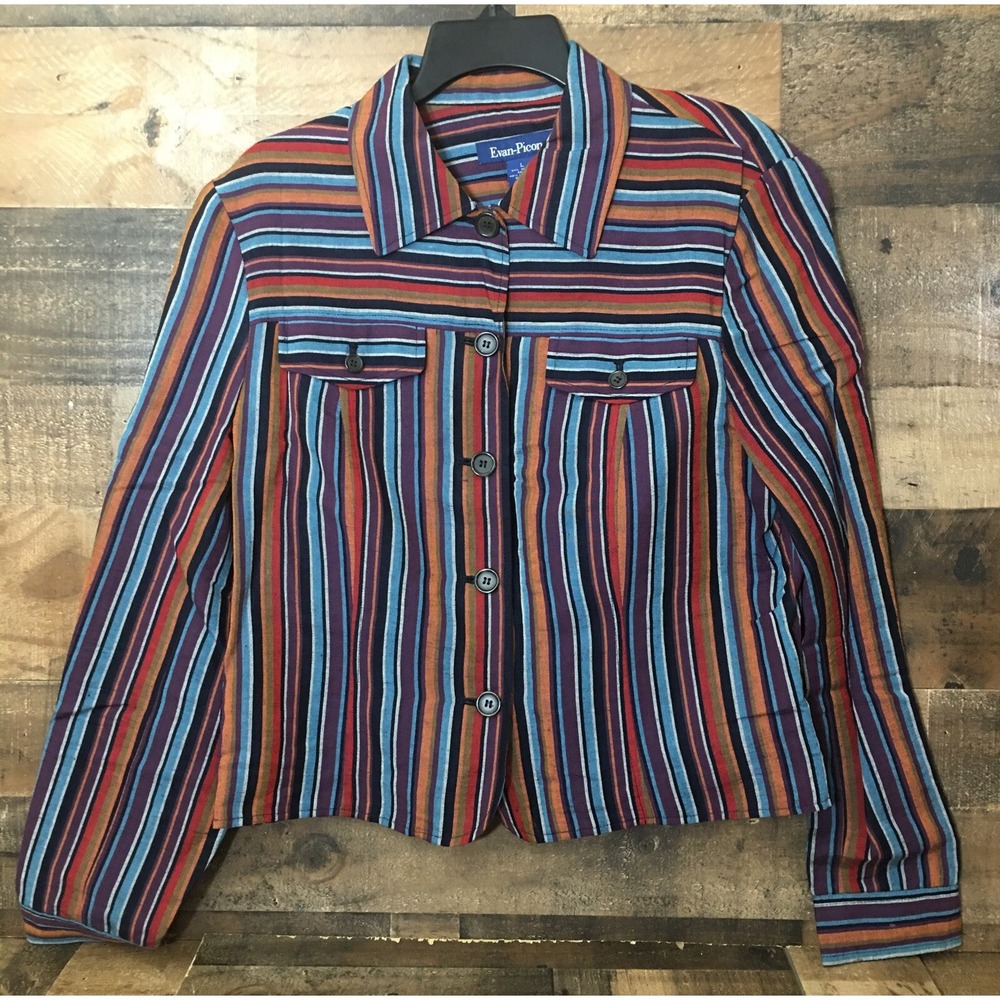 Women Linen Blend Jacket Size Large Shackleton Boho Midwest Cabincore Retro